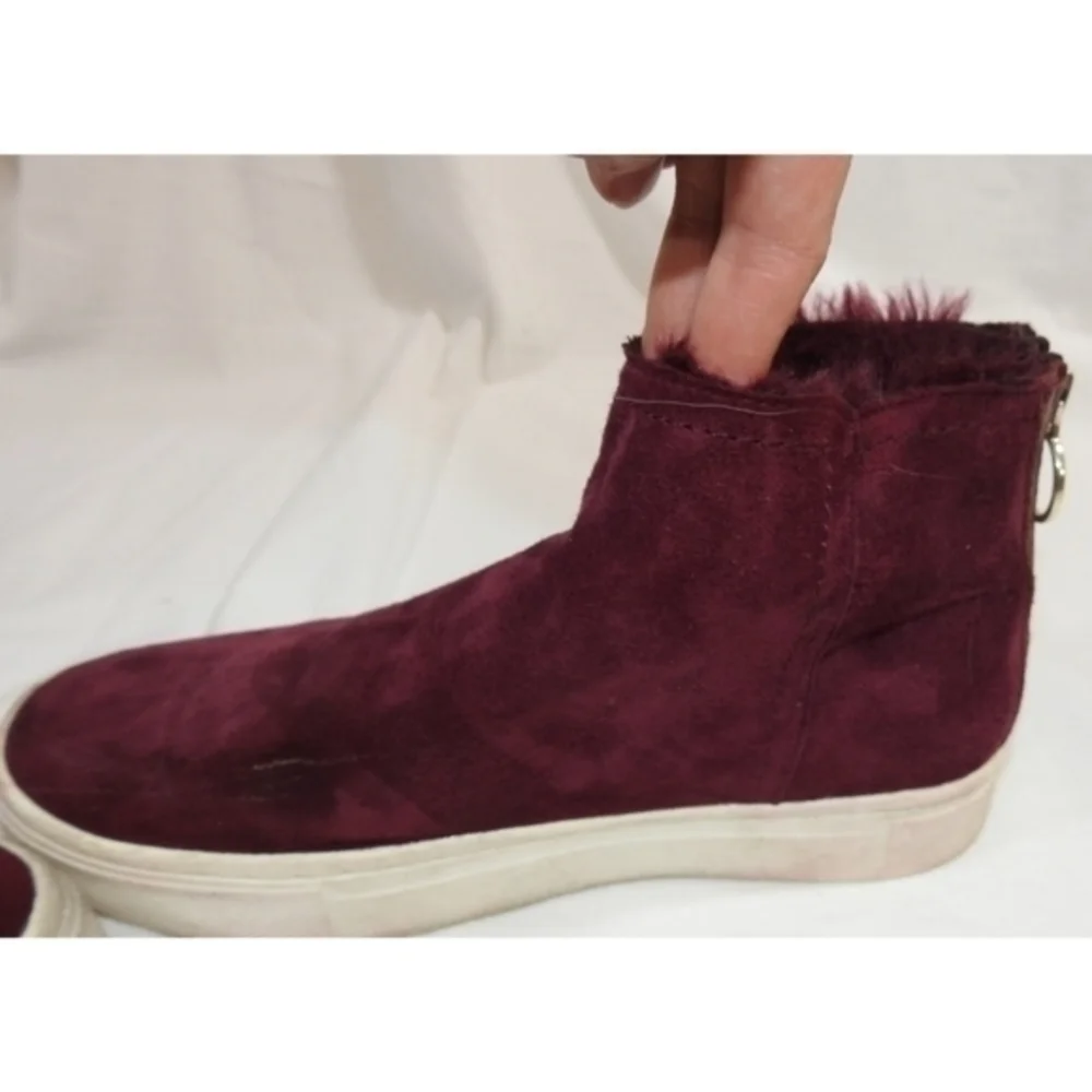 H & M Wine‎ Red Zip Ankle Sneakers Size 6
